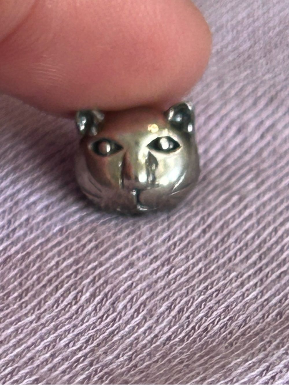 “Cat” Face Charm - Sterling Silver